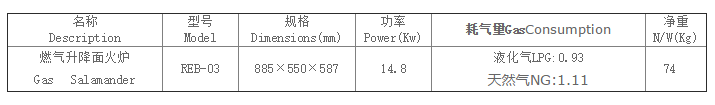 REB-03燃氣升降面火爐